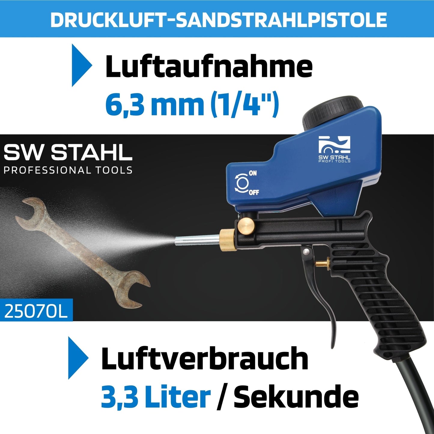 SW-Stahl 25070L Pistolet do piaskowania na sprezone powietrze