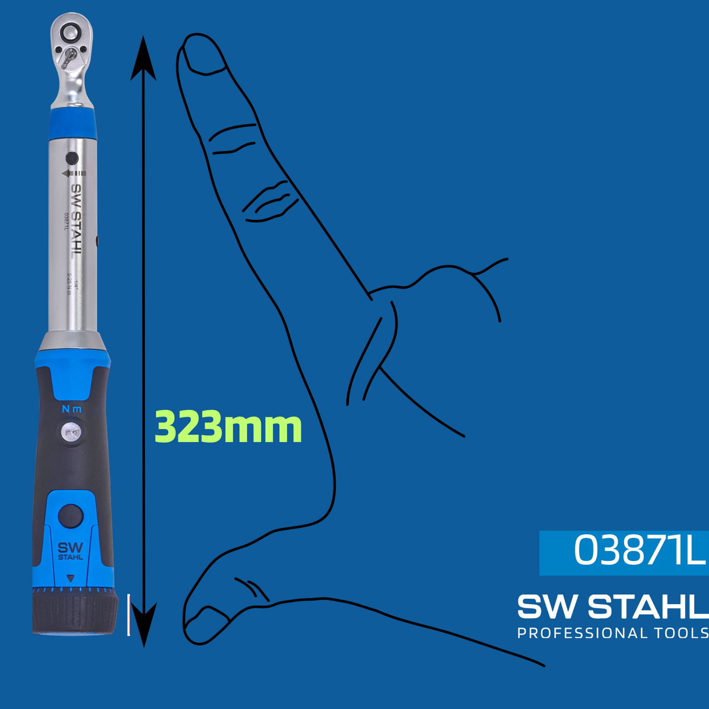 SW-Stahl 03871L Profesjonalny klucz dynamometryczny, 1/4" cala, 5-25 Nm