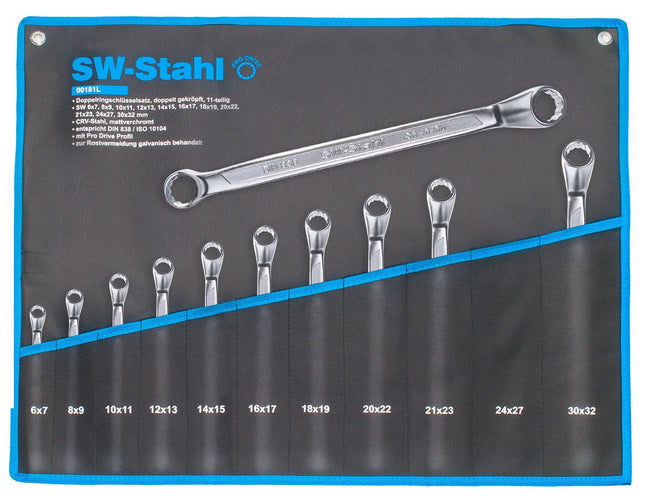 SW-Stahl 00181L Zestaw kluczy oczkowych podwójnych, 6-32 mm, wykrecane, 11 szt.