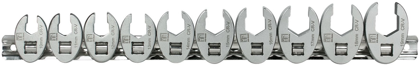 SW-Stahl 01480L Zestaw kluczy oczkowych otwartych, 10-19 mm, 3/8" cala, 10 sztuk
