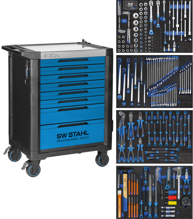 SW-Stahl Z3113 Profesjonalny wózek warsztatowy TT801, niebieski, wyposazony, 246 szt.