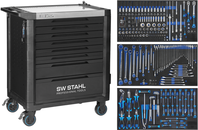 SW-Stahl Z3209 Profesjonalny wózek warsztatowy TT802, czarny, wyposazony, 304 szt.