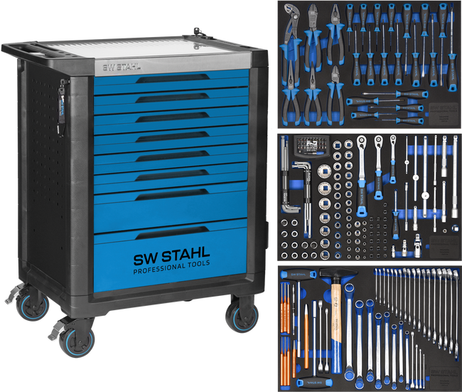 SW-Stahl Z3116 Profesjonalny wózek warsztatowy TT801, niebieski, wyposazony, 213 szt.