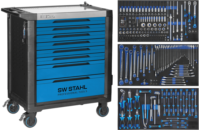 SW-Stahl Z3208 Profesjonalny wózek warsztatowy TT802, niebieski, wyposazony, 304 szt.