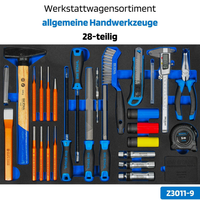 SW-Stahl Z3011-9 Asortyment wózka warsztatowego, ogólne narzedzia reczne, 28 szt.